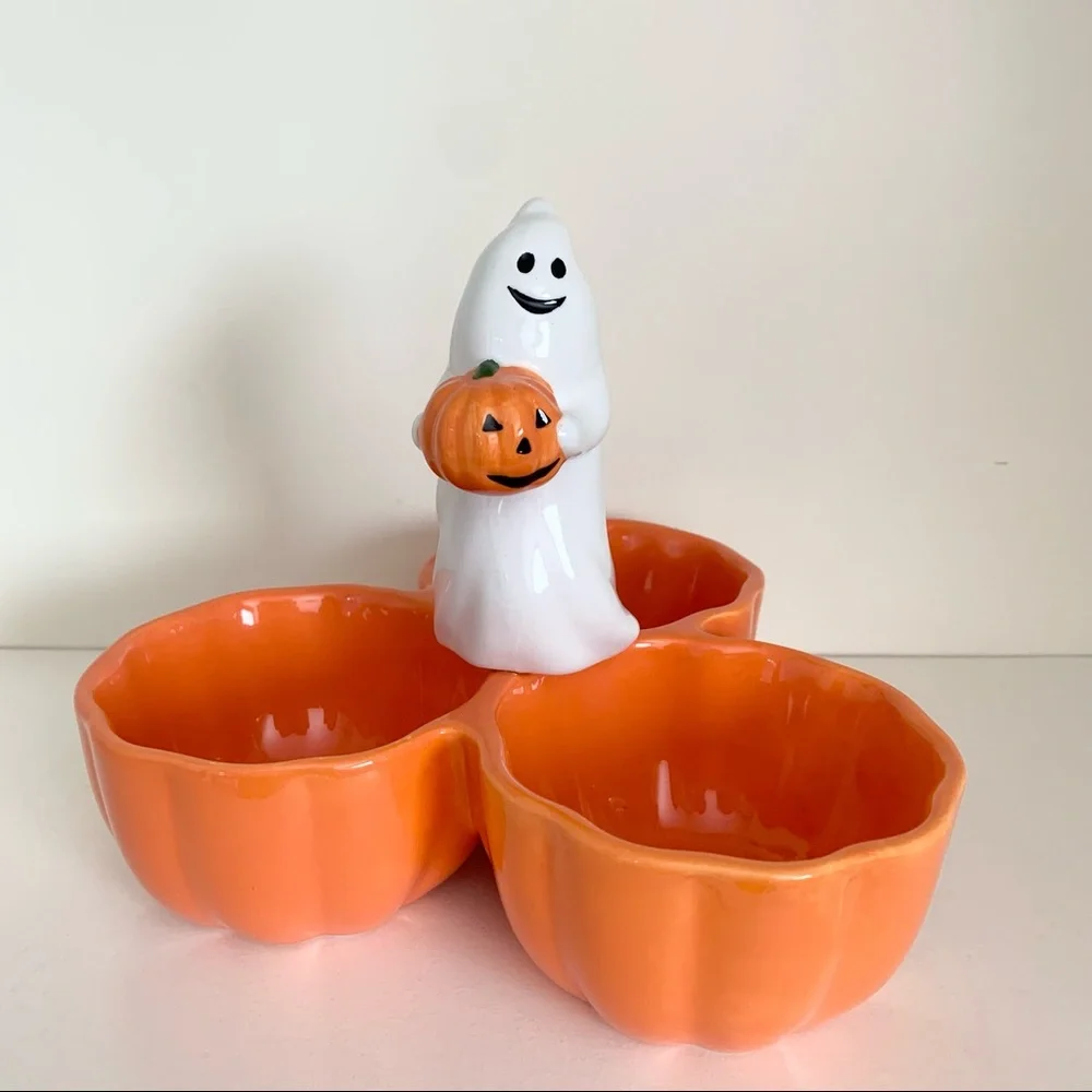 Vintage Halloween ghost ceramic dish